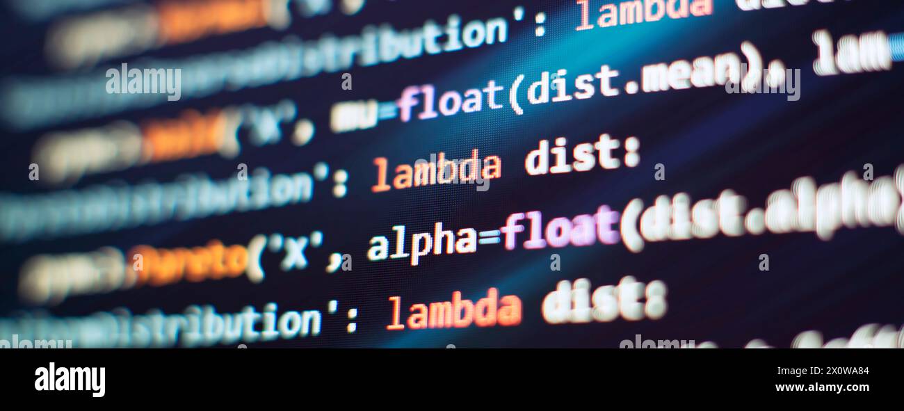 IT-Geschäft. Python Code Computer-Bildschirm. Design-Konzept für mobile Anwendungen. Stockfoto