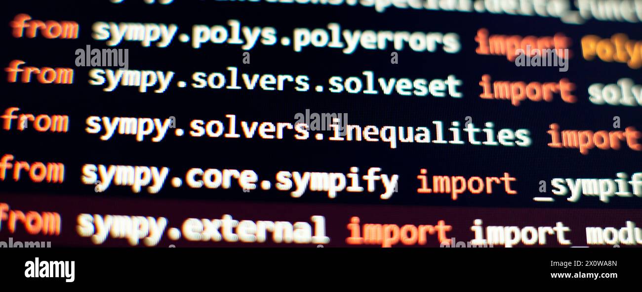 IT-Geschäft. Python Code Computer-Bildschirm. Design-Konzept für mobile Anwendungen. Stockfoto