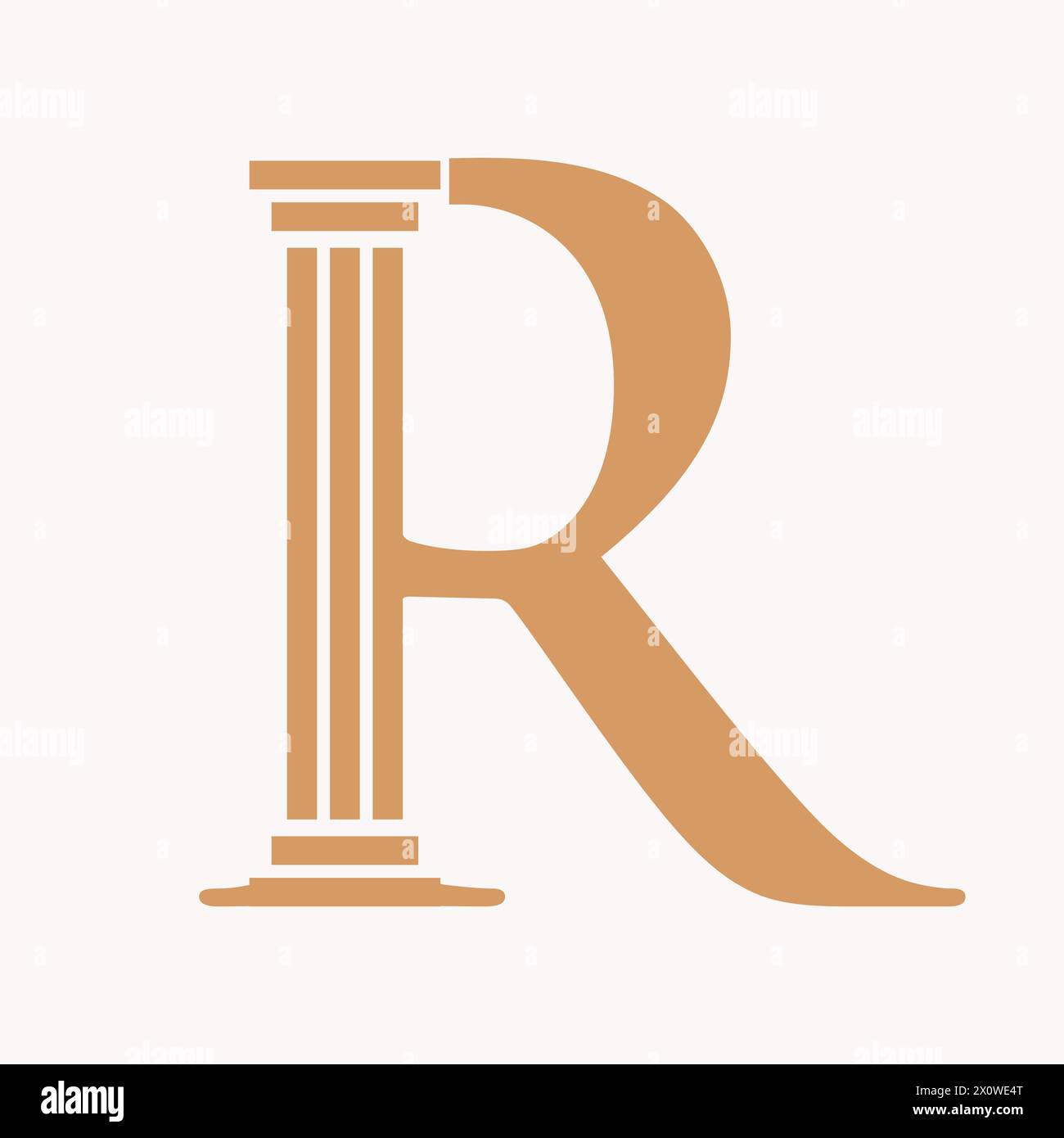 Logo-Konzept mit Buchstabe R-Gesetz und Säulensymbol Stock Vektor
