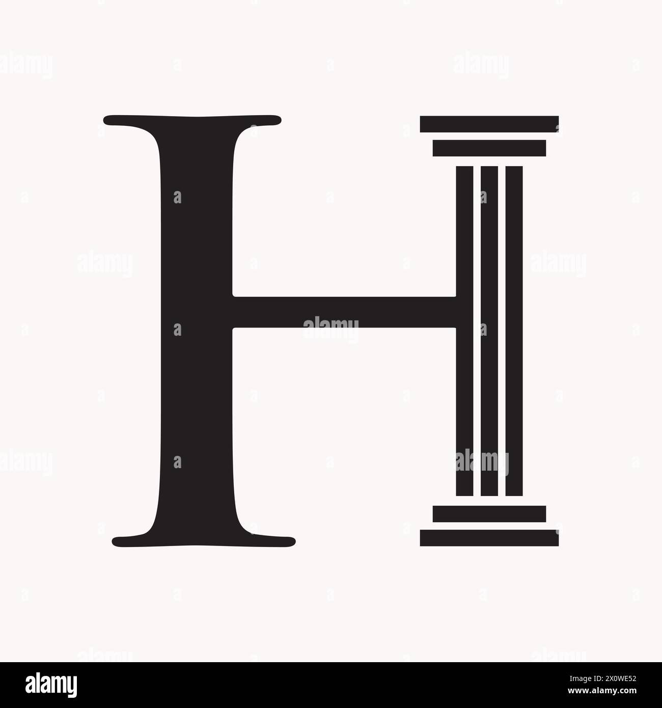 Logo-Konzept mit Buchstabe H Law und Säulensymbol Stock Vektor