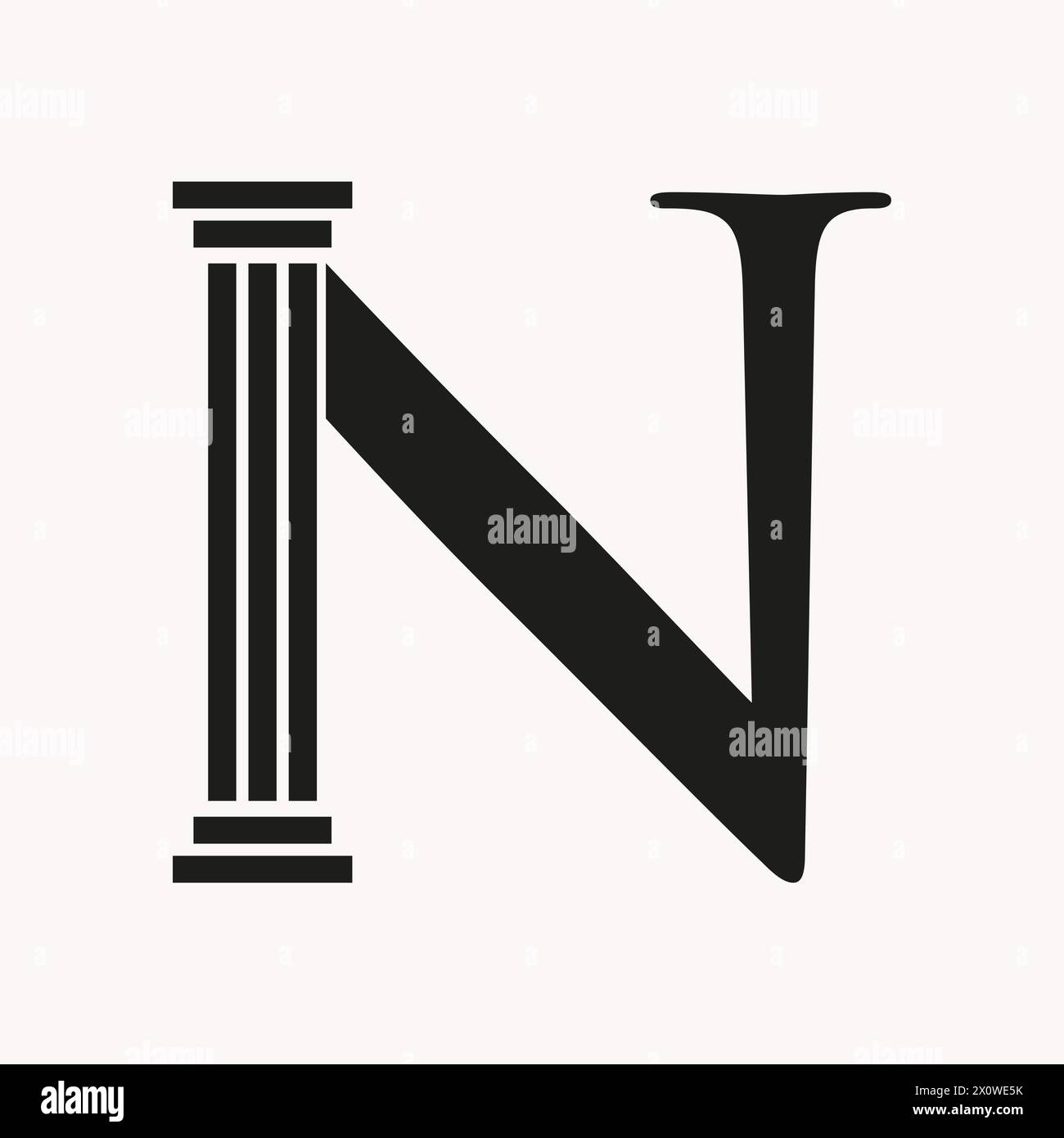 Letter N Law Logo Konzept mit Säulensymbol Stock Vektor