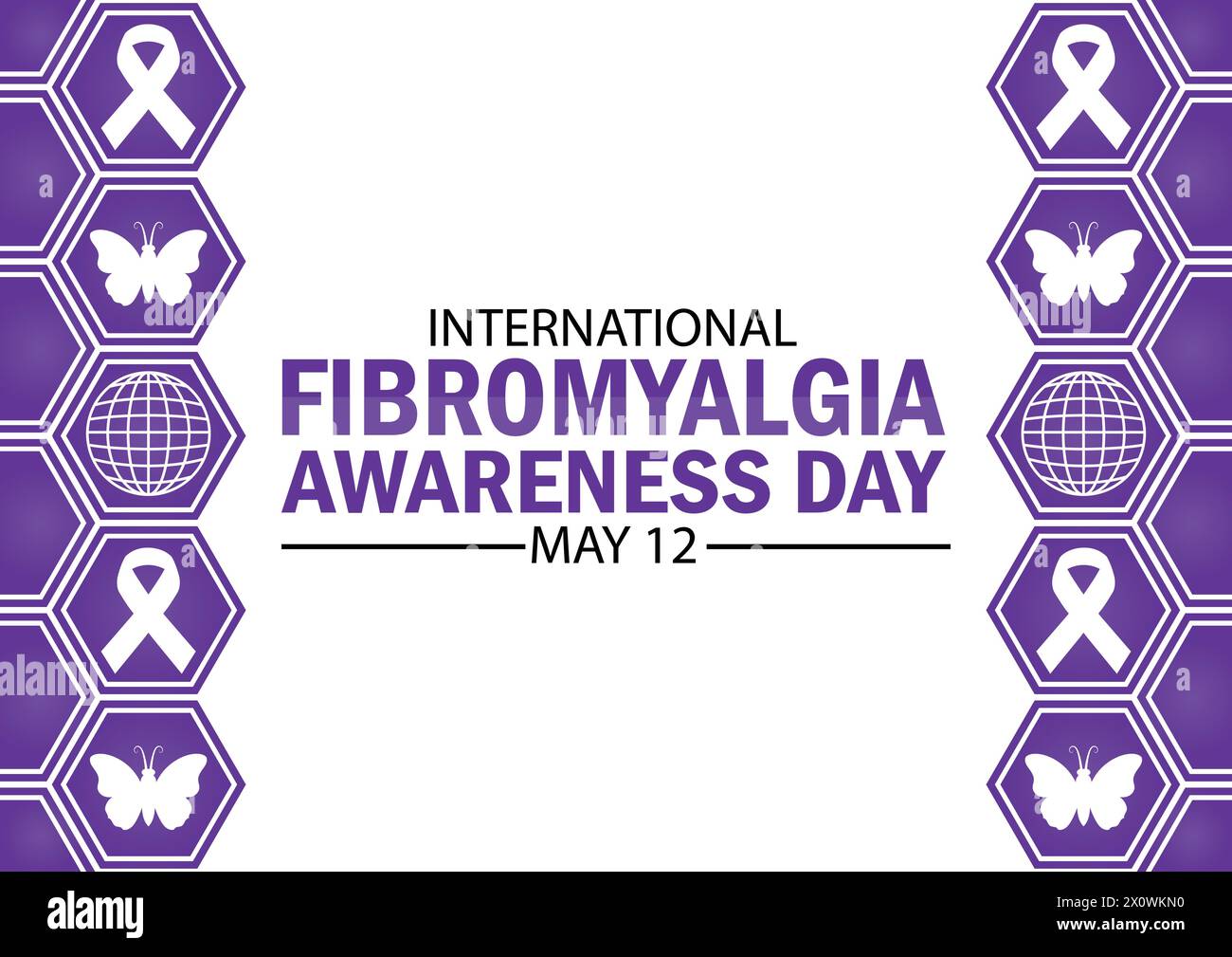 Internationale Fibromyalgie Awareness Day Vektor-Illustration. Mai. Gesundheitskonzept. Vorlage für Hintergrund, Banner, Karte, Poster mit Text Stock Vektor