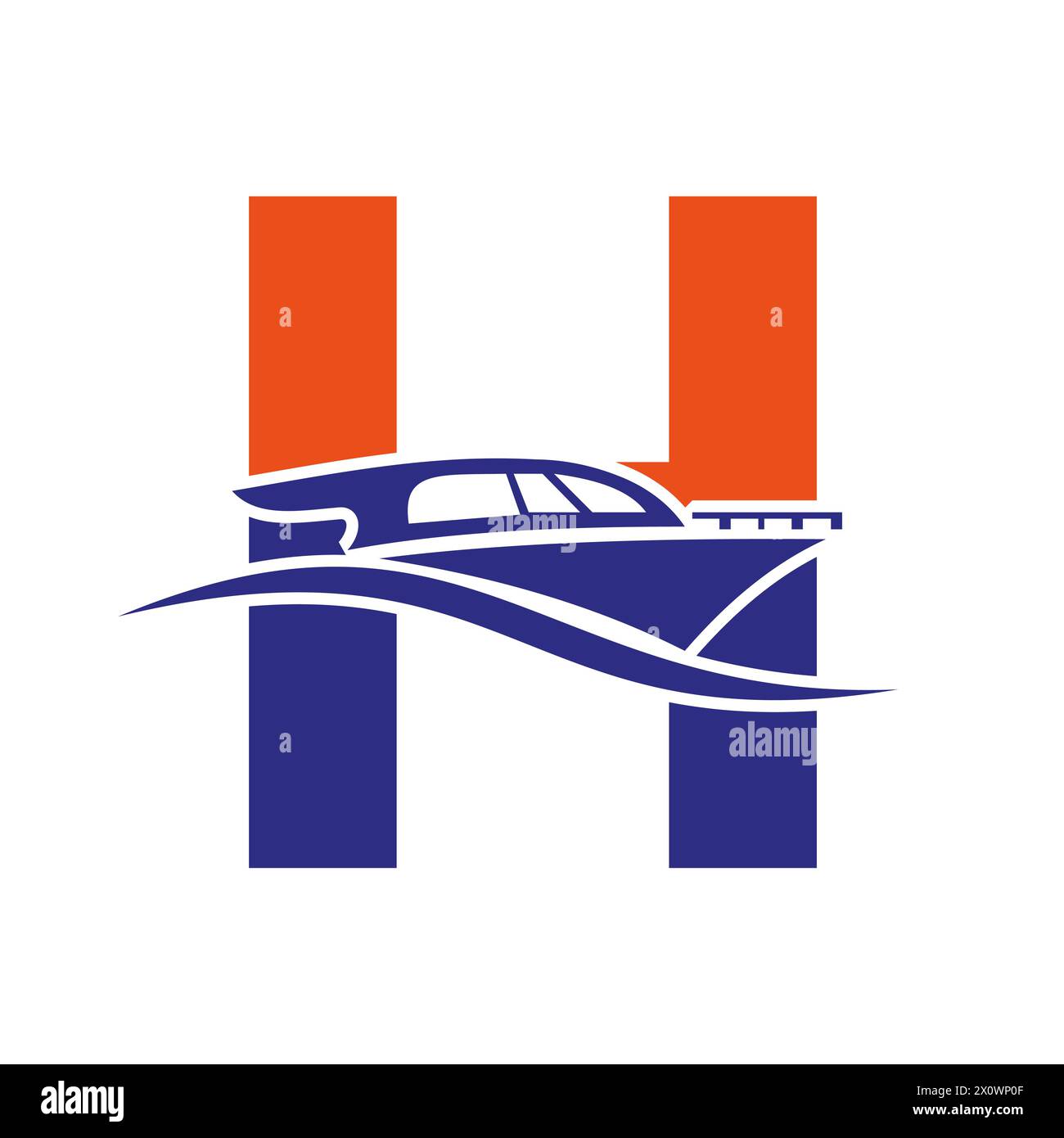 Letter H Boat Logo Konzept für Segelboote, Versandsymbol. Yachtschild Stock Vektor