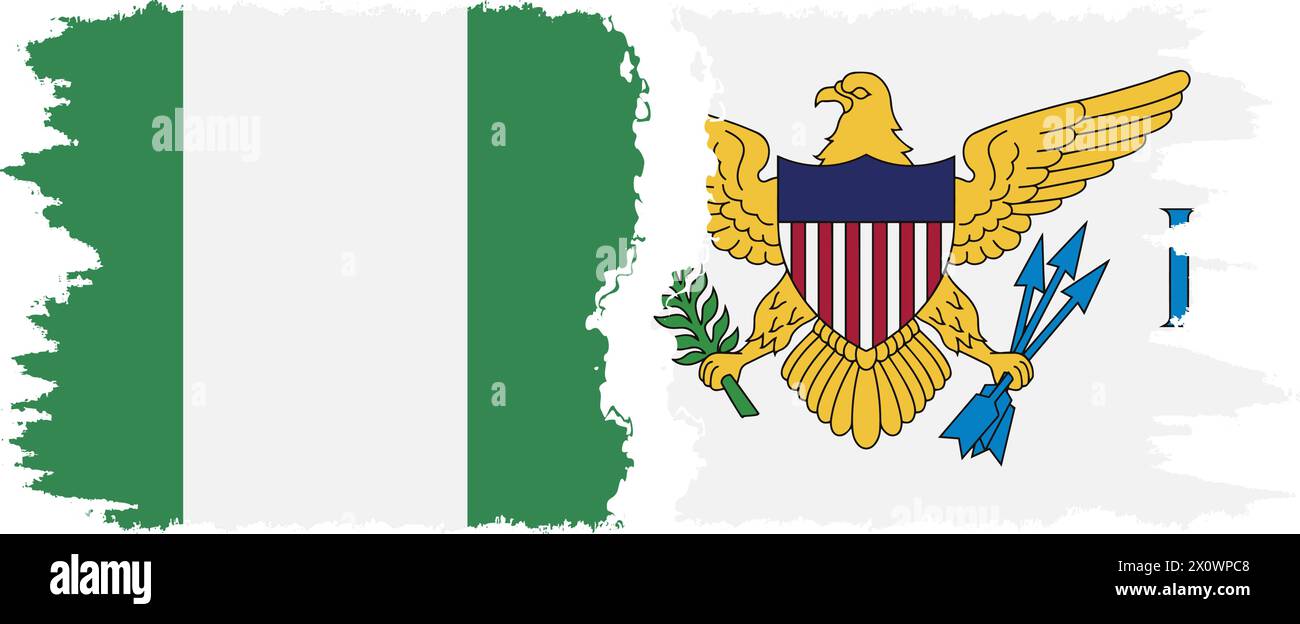 United States Virgin Islands und Nigeria Grunge Flags Verbindung, Vektor Stock Vektor