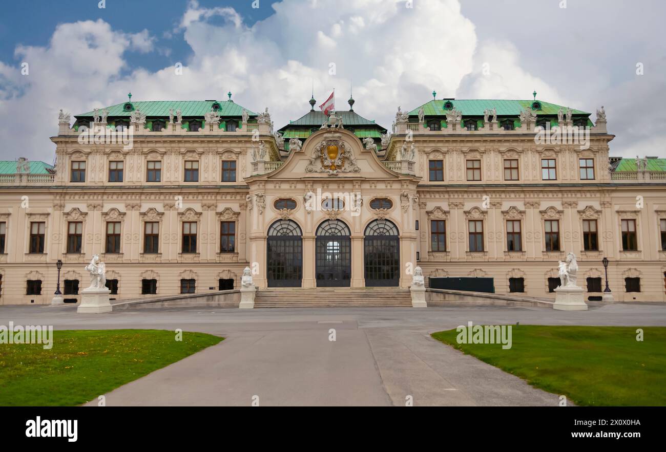 Schloss Belvedere, berühmtes Barockgebäude in Wien, UNESCO-Weltkulturerbe, Meisterwerk österreichischer Architektur Stockfoto