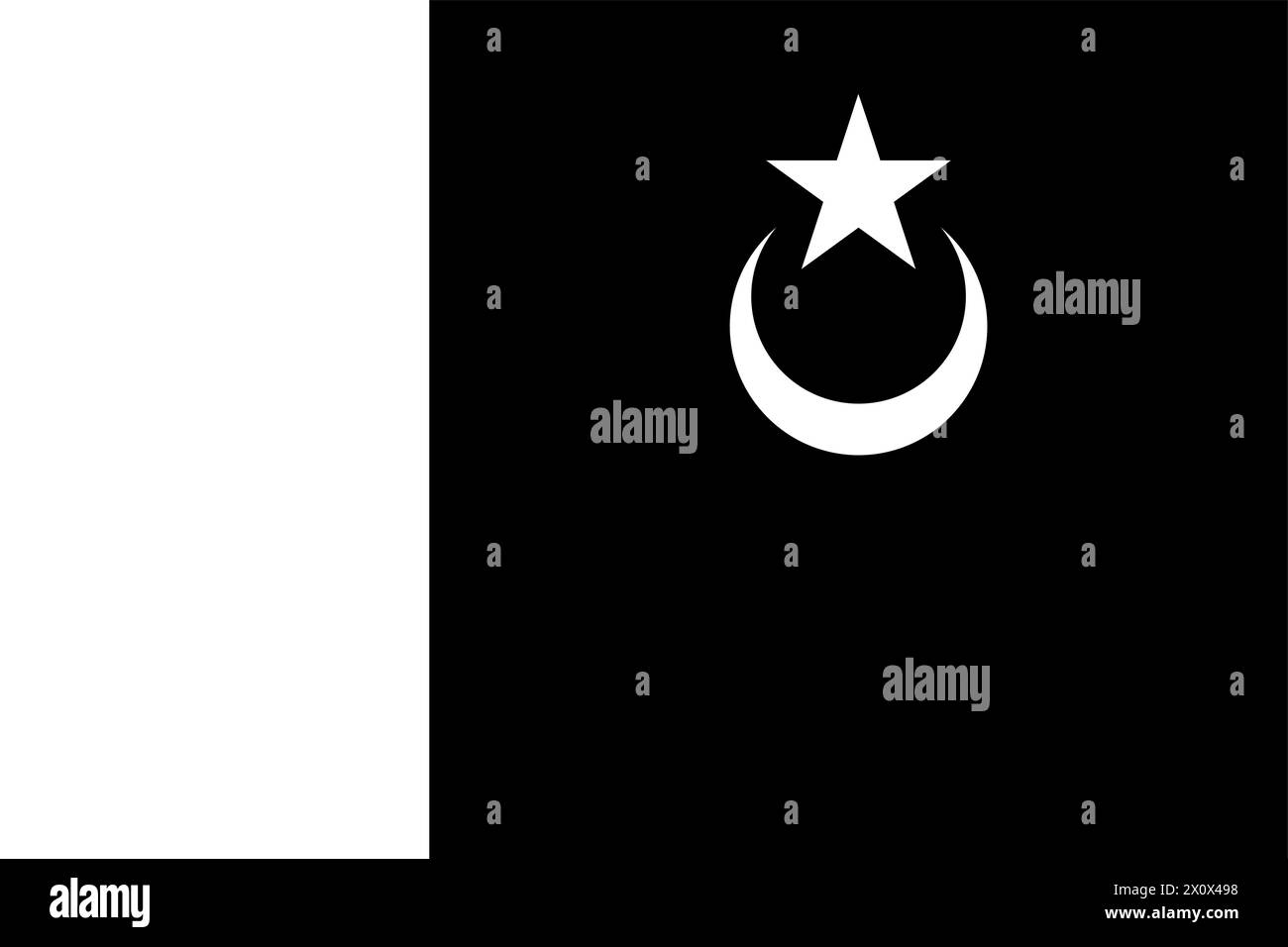 Vektorillustration der Flagge des Staates Terengganu (1933-1947) isoliert auf hellblauem Hintergrund. Flagge des Bundesstaates Terengganu mit Farbcodes. So nah wie Stock Vektor