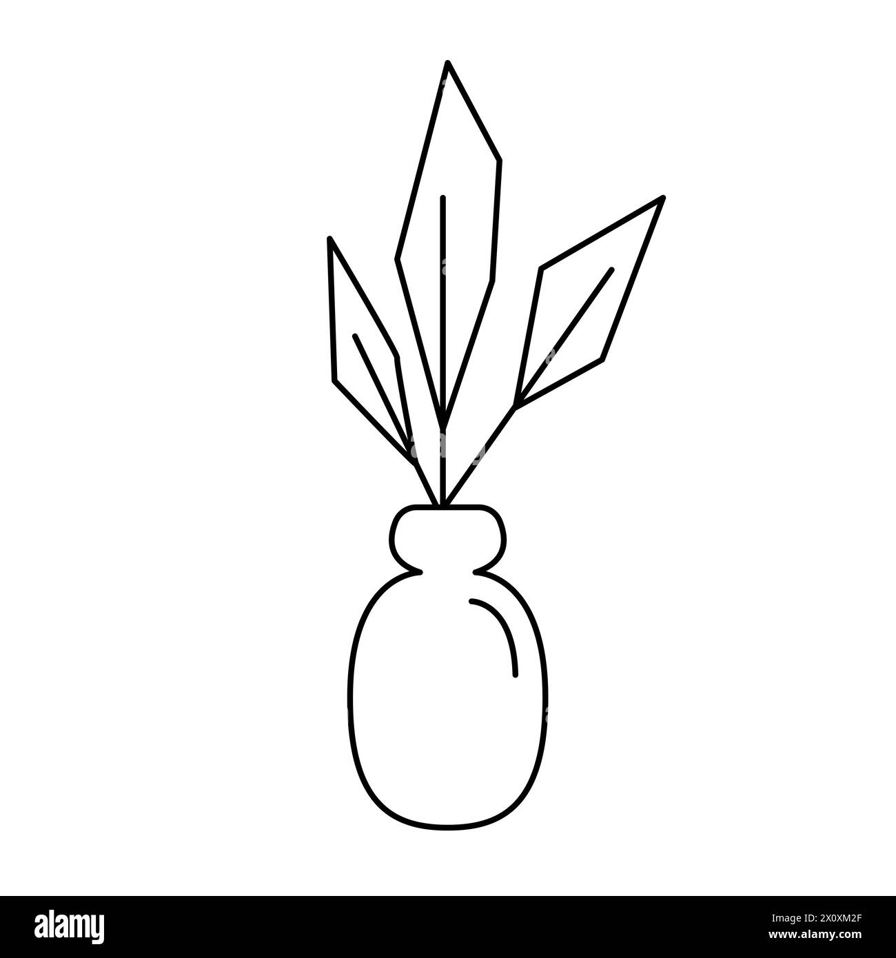 Blume in einem Topf im Cartoon-Stil. Haus Pflanze in flachem Stil. Vektorkontur Symbolanlage. Stock Vektor