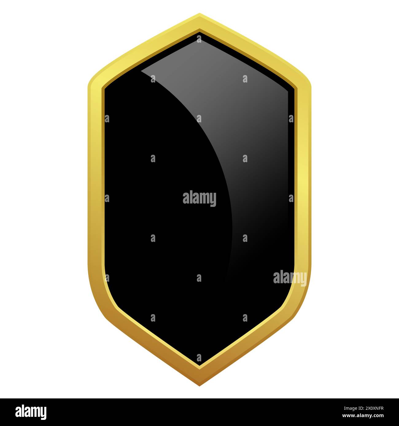 Schwarzes Schild mit glänzend goldfarbenem Rahmen. Exklusives VIP-Logo-Design. Vektor-Clipart-Illustration. Transparenter Hintergrund. Stock Vektor