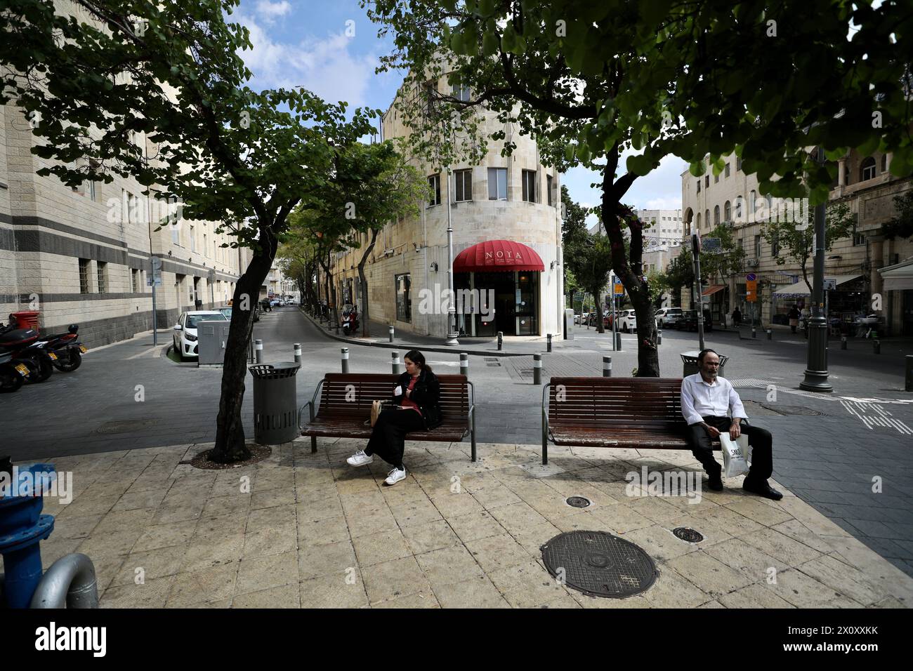 (240414) -- JERUSALEM, 14. April 2024 (Xinhua) -- dieses Foto zeigt eine Straße in Jerusalem am 14. April 2024. (Foto: Jamal Awad/Xinhua) Stockfoto