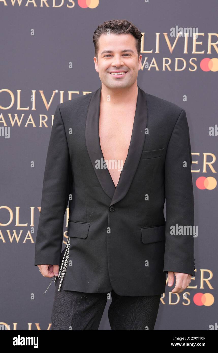 Joe McElderry nahm an den Olivier Awards in der Royal Albert Hall in London Teil. Bilddatum: Sonntag, 14. April 2024. Stockfoto