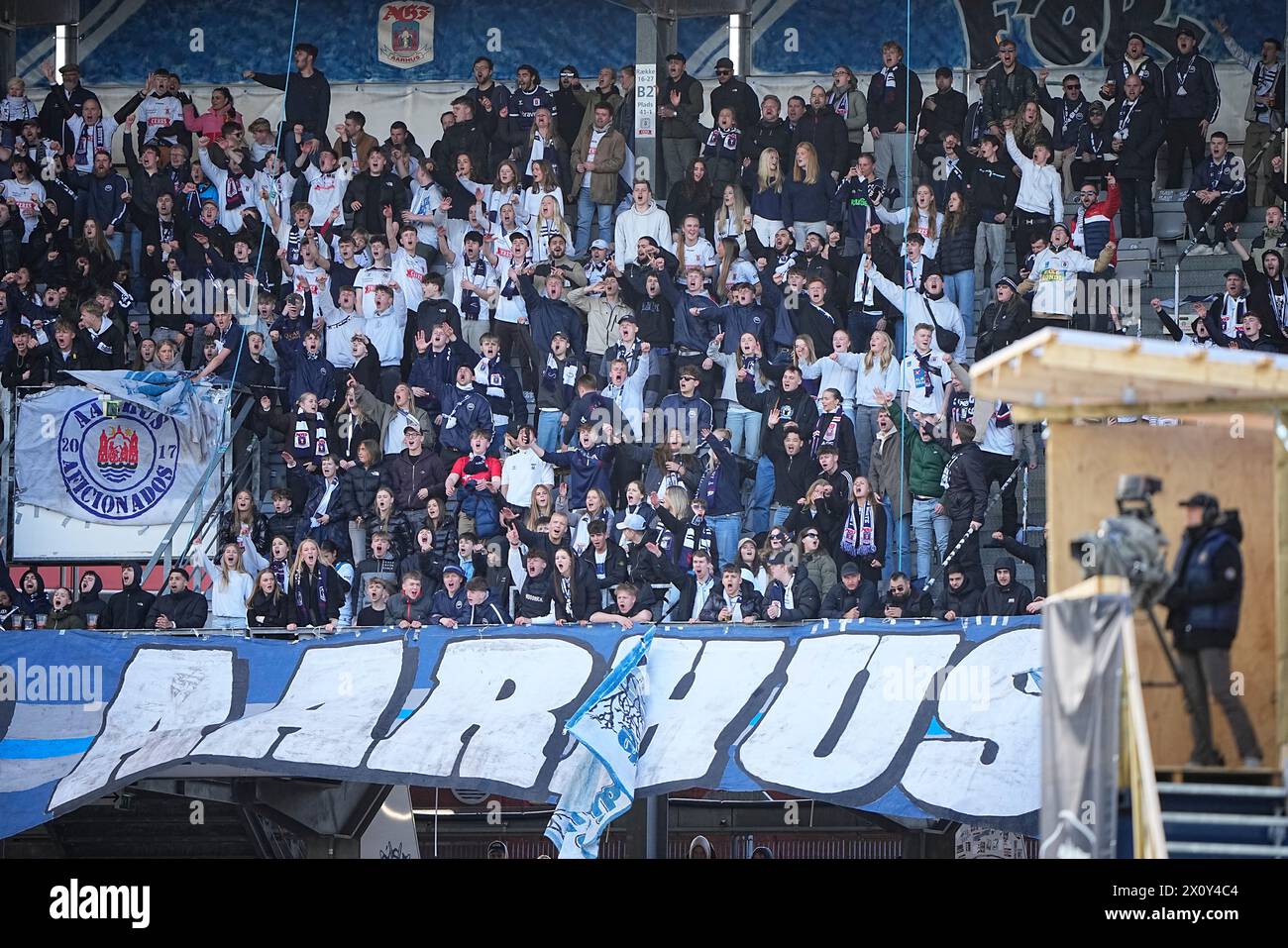 Superliga-Spiel zwischen AGF und Broendby IF im Ceres Park in Aarhus Sonntag, 14. April 2024. (Foto: Bo Amstrup/Scanpix 2024) Stockfoto