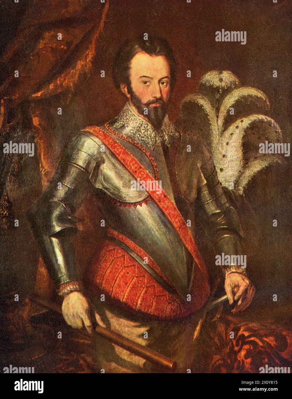 Sir Walter Raleigh (um 1552-1618), 19. Jahrhundert. Von Herbert Luther Smith (1809–1870). Raleigh war ein englischer Staatsmann, Soldat, Schriftsteller und Entdecker. Stockfoto