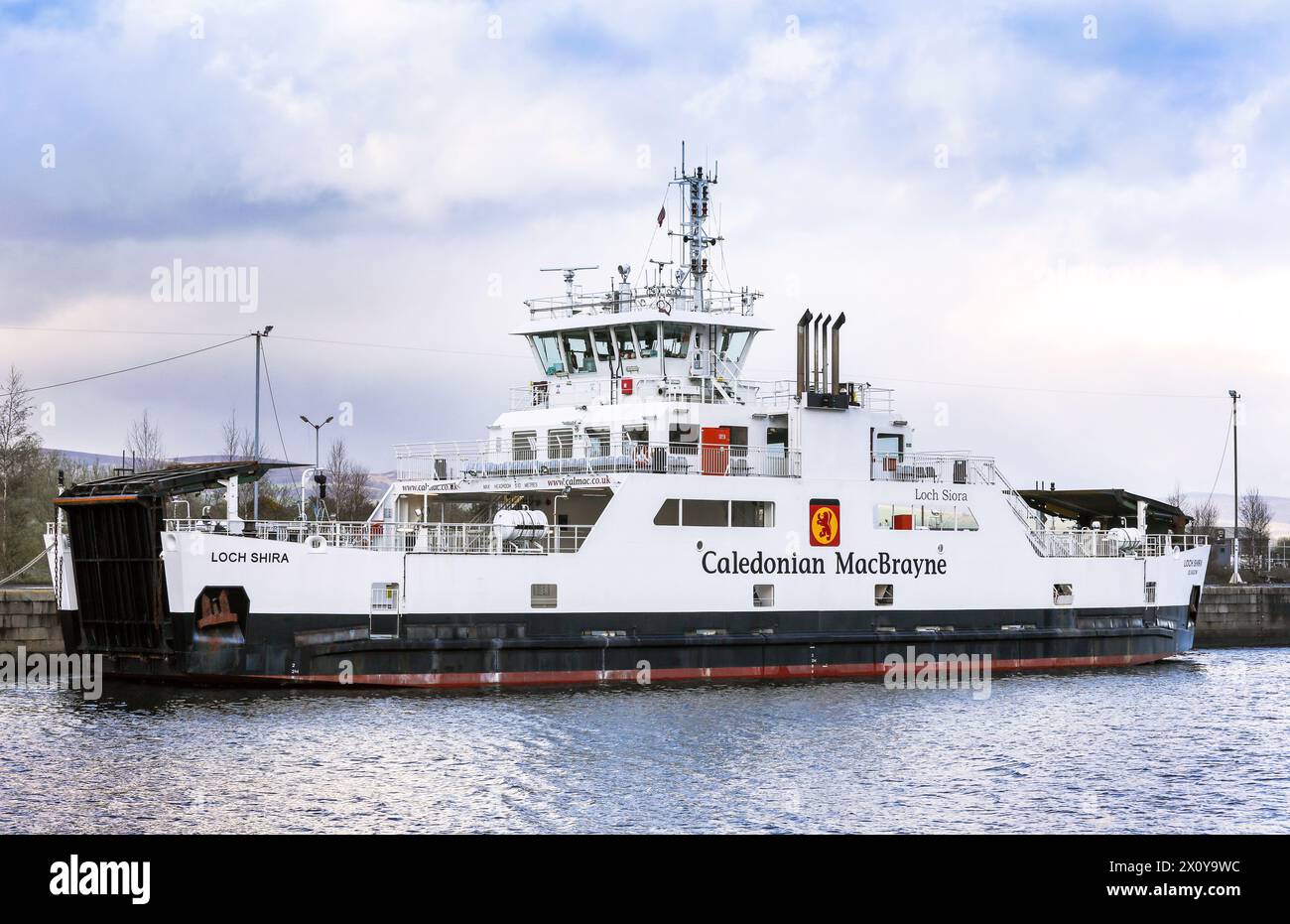 Caledonian MacBrayne Autofähre, Loch Shira, Anlegeplatz in Port Glasgow, Schottland, Großbritannien Stockfoto