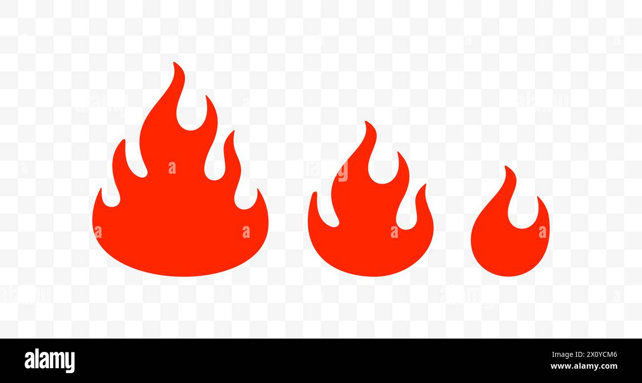 Flammen, Lagerfeuer, Feuer und Ballenfeuer, Lagerfeuer, grafisches Design. Brennen und brennen, feurig, flammend, brennend, Feuerball und brennend, Vektordesign Stock Vektor