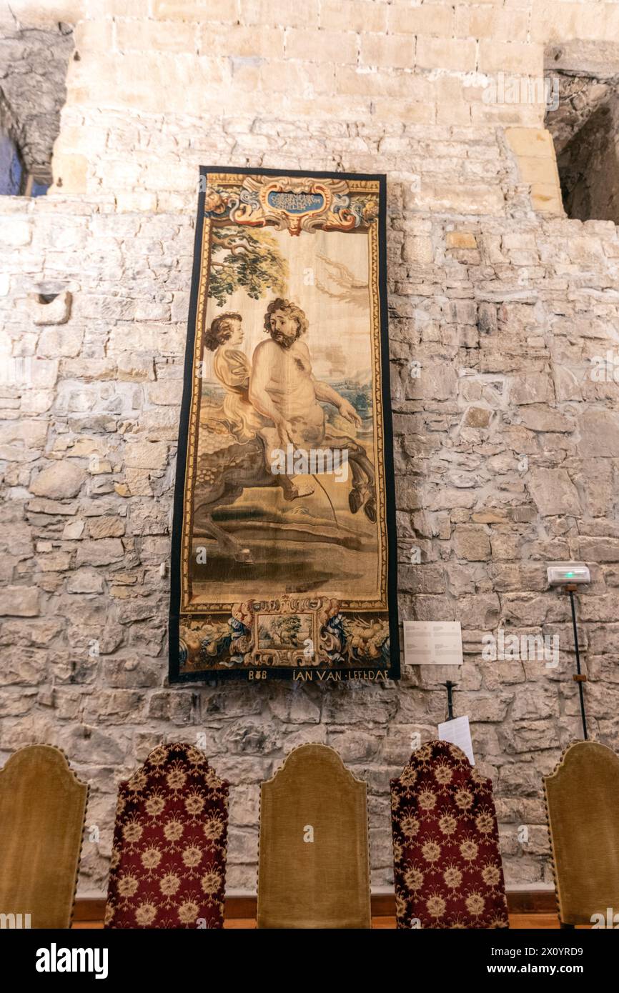 Die Achilleserziehung. Wandteppiche entworfen von Rubens Thema der Geschichte des Achilles. Parador de turismo in Fuenterrabia, Schloss Karl V., Stockfoto