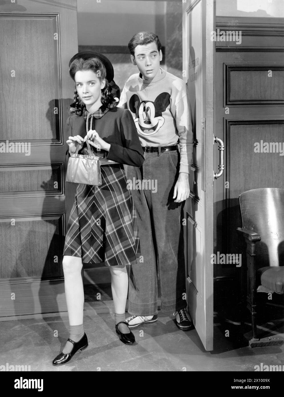Susan Peters, Elliott Reid, am Set des Films „Young Ideas“, MGM, 1943 Stockfoto