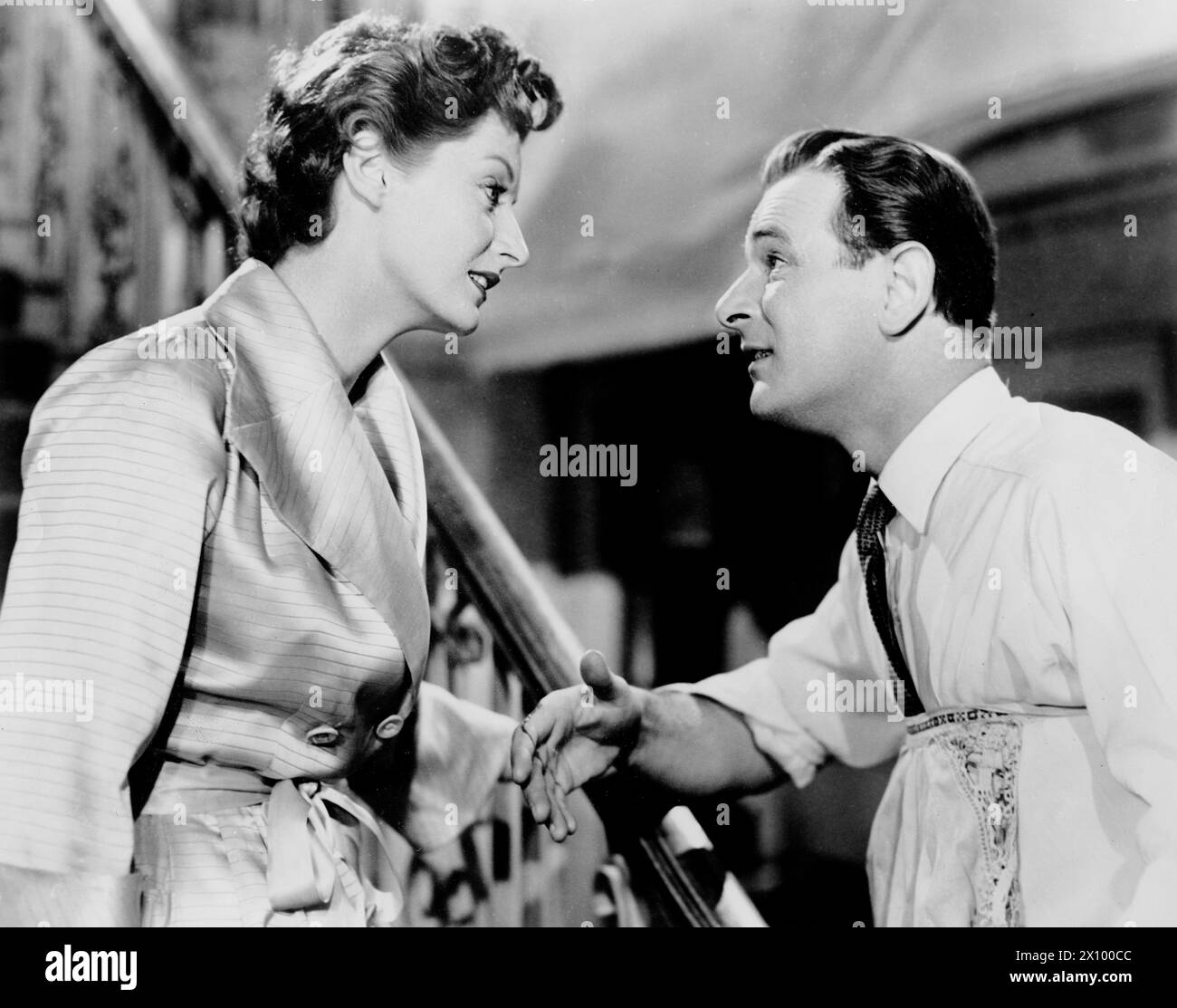 Joan Greenwood, Nigel Patrick, am Set des Films „Young Wives’ Tale“, Associated British-Pathé Limited, 1951 Stockfoto