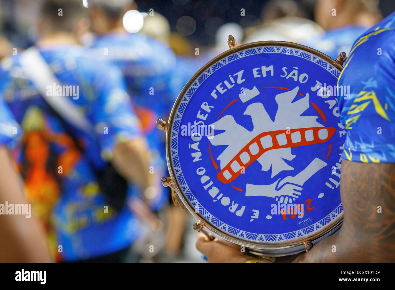 Unidos da Ponte Samba School in Rio de Janeiro, Brasilien - 27. Januar 2024: Einzelheiten zur technischen Probe der Samba-Schule Unidos da Ponte. Stockfoto