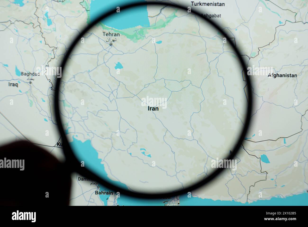 Iran islamische republik Land auf Google Political Map Stockfoto