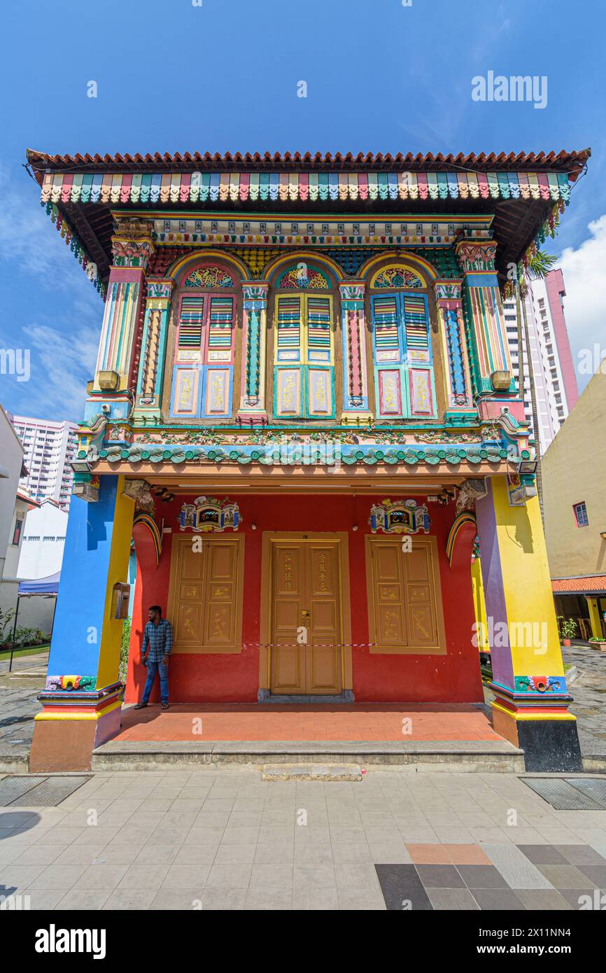 Blick auf das farbenfrohe ehemalige Haus von Tan Teng Niah, Gholia’s Village, Little India, Singapur Stockfoto