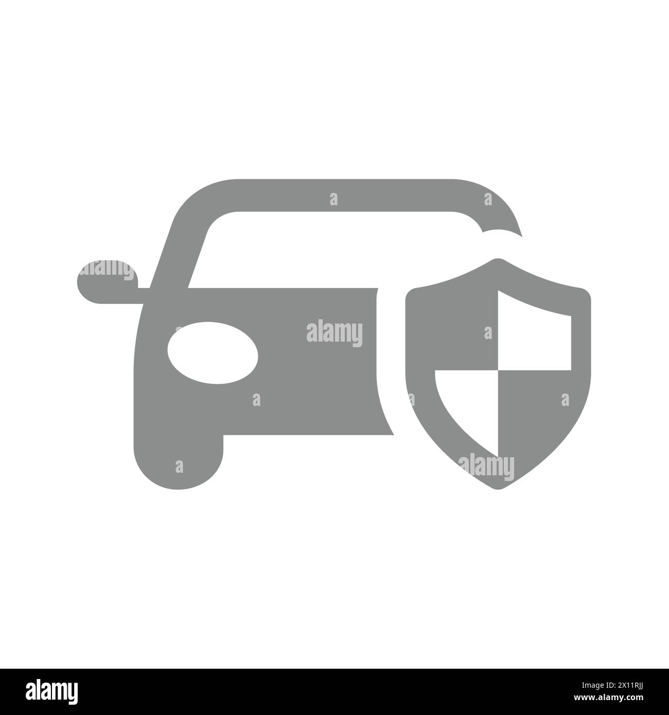 Vektorsymbol Fahrzeug und Schild. Symbol für Kfz-Versicherung. Stock Vektor