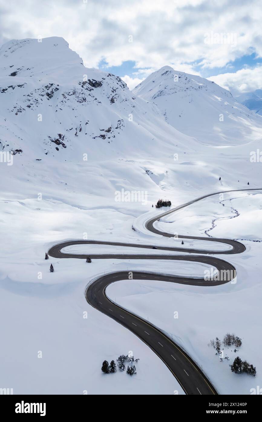 Luftbild Julierpass, Albula, Engadin, Kanton Graubünden, Schweiz, Südeuropa Stockfoto