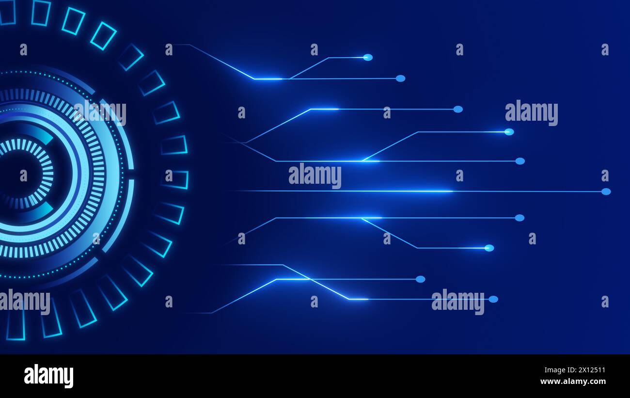 Abstrakter blauer, futuristischer Hintergrund der Cyber-Technologie Stockfoto