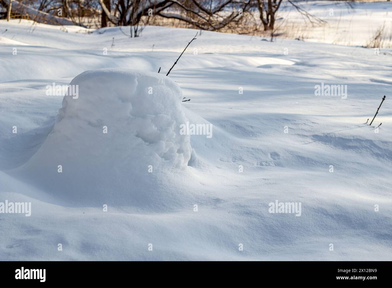Schnee im Winter nach Schneefall und Schneestürmen Stockfoto