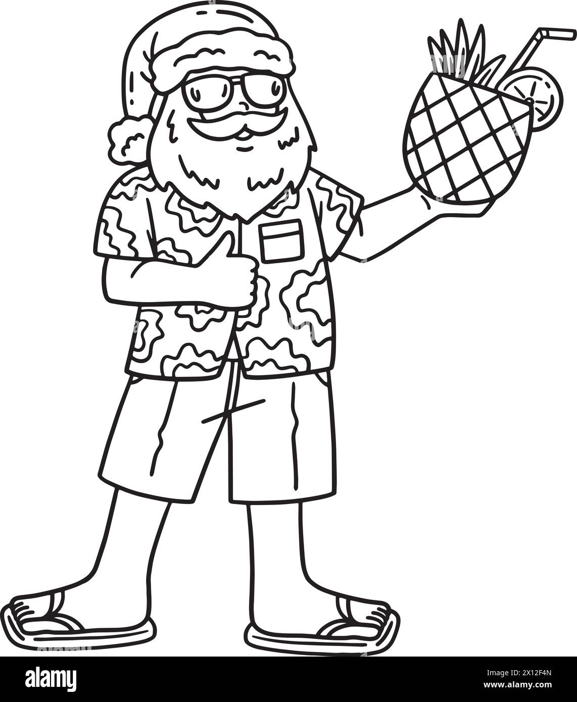 Weihnachten im Juli Santa in Aloha Shirt isoliert Stock Vektor