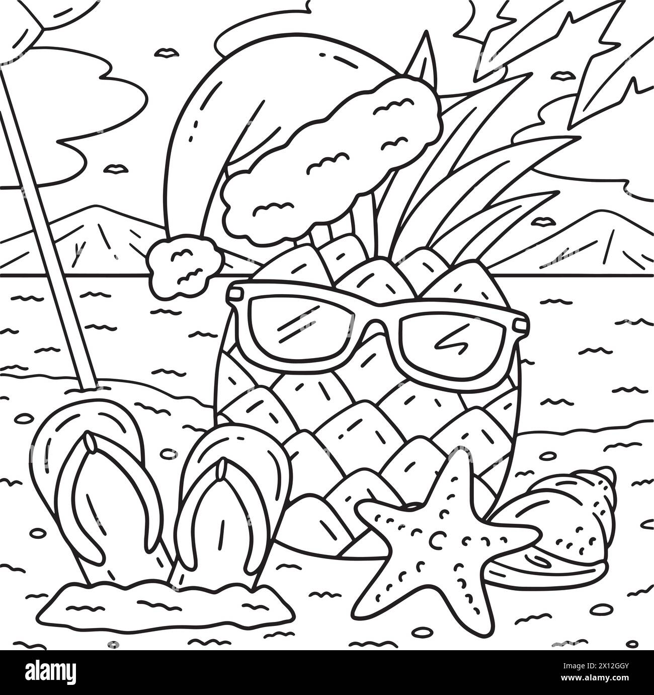 Weihnachten im Juli Ananas- und Brillenmalerei Stock Vektor