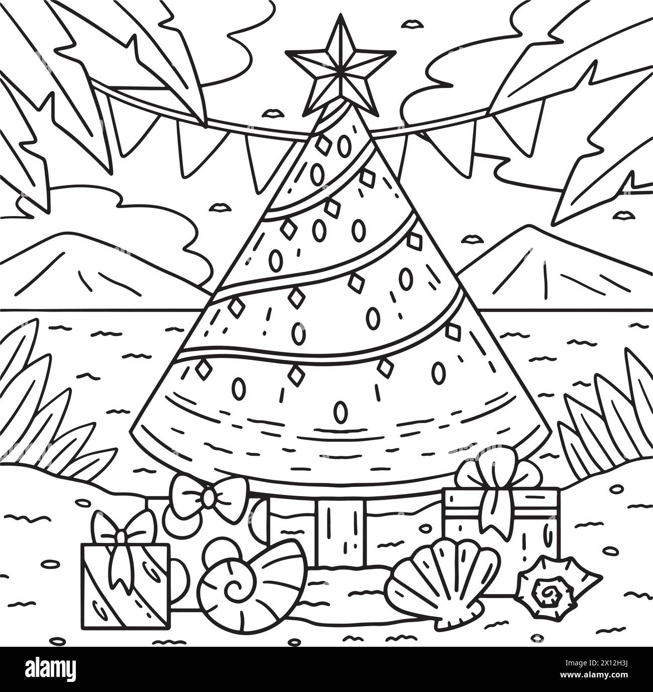 Weihnachten im Juli Wassermelonen-Weihnachtsbaum Stock Vektor