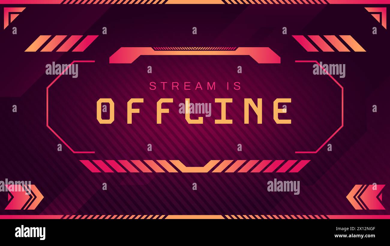 Stream ist die benutzeroberfläche des Offline-Bildschirms. Warnbanner und -Nachricht, Live-Stream ist offline, Videospiel nicht verfügbar, Offline-Schnittstelle für soziale Medien. Vektor Stock Vektor