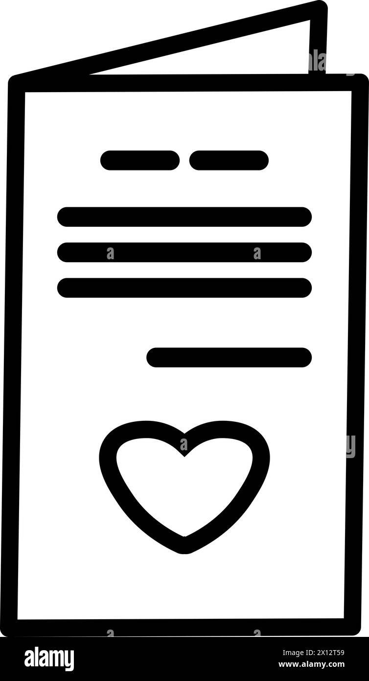 Weihnachtskarte mit Herz dekoriert, Geburtstagsfeier-Symbol. Umriss der festlichen Weihnachtskarte für das Design des Kinderunterhaltungs-Zentrums. Einfaches lineares i Stock Vektor