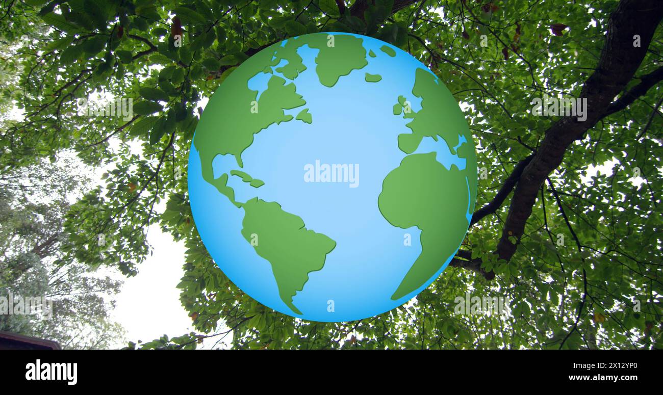 Bild eines Globus-Symbols über dem Park Stockfoto