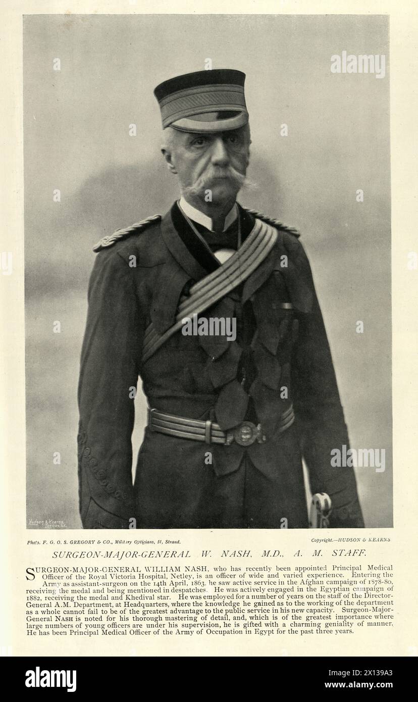 Vintage-Bild, Chirurg Major General William Nash, British Army Medical Department, viktorianische Militärgeschichte 19. Jahrhundert Stockfoto
