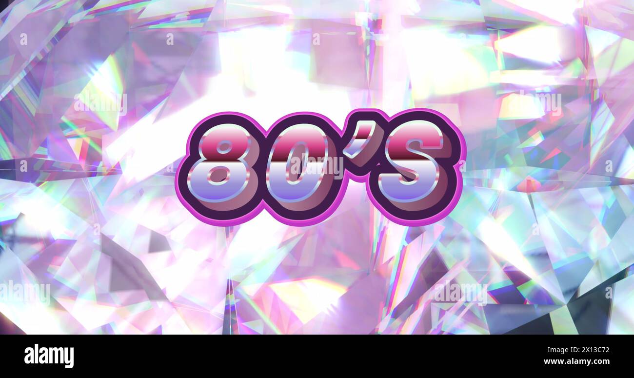 Bild des Textes der 80er Jahre über dem leuchtenden Kristall Stockfoto