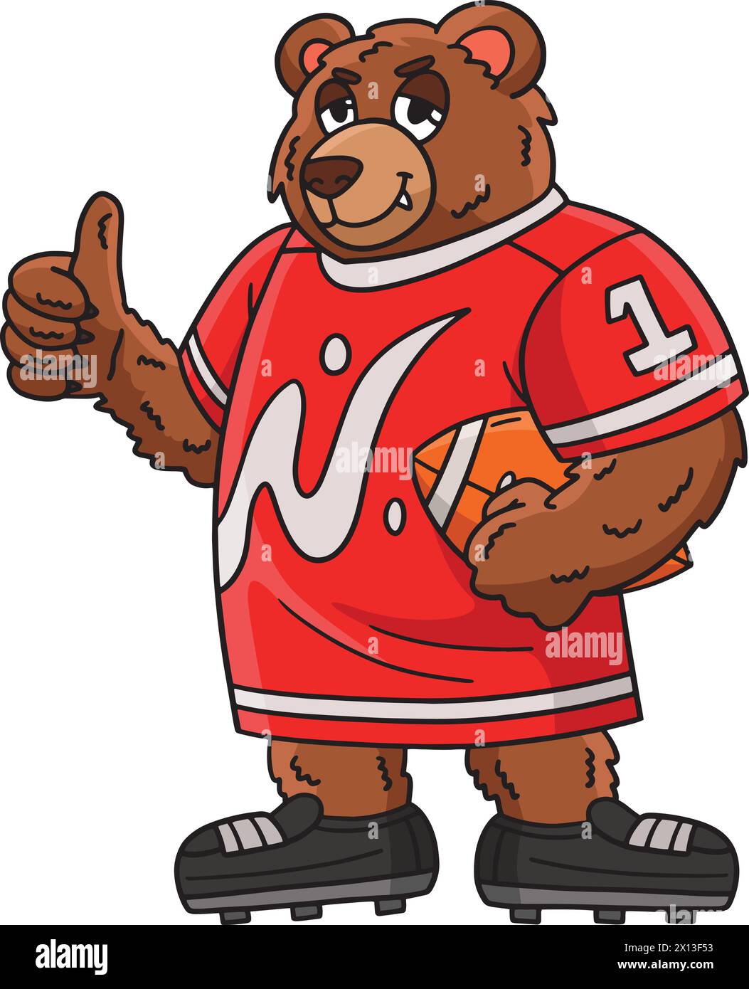 American Football Bear Mascot Cartoon Clipart Stock Vektor
