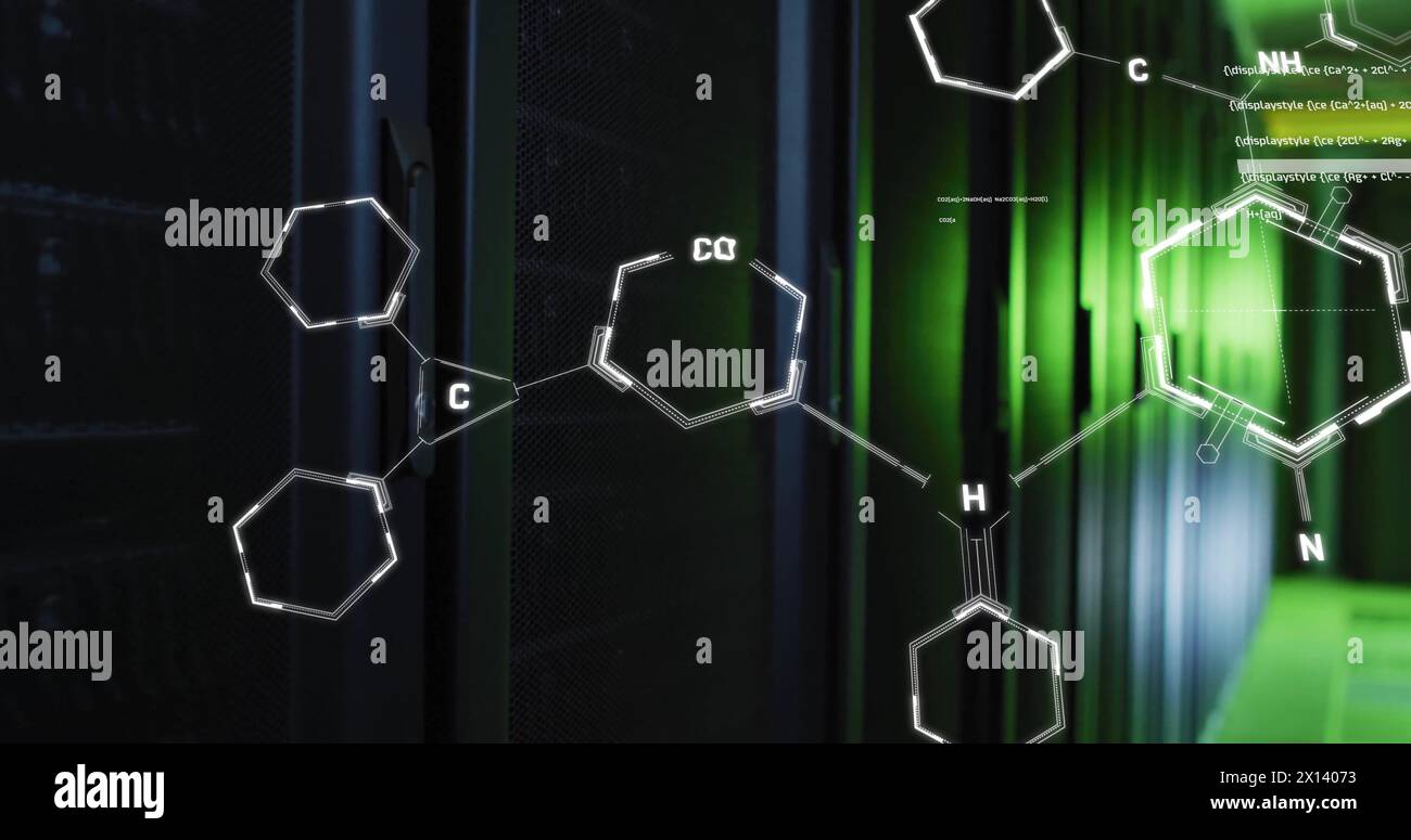 Bild der wissenschaftlichen Datenverarbeitung über Computerserver Stockfoto