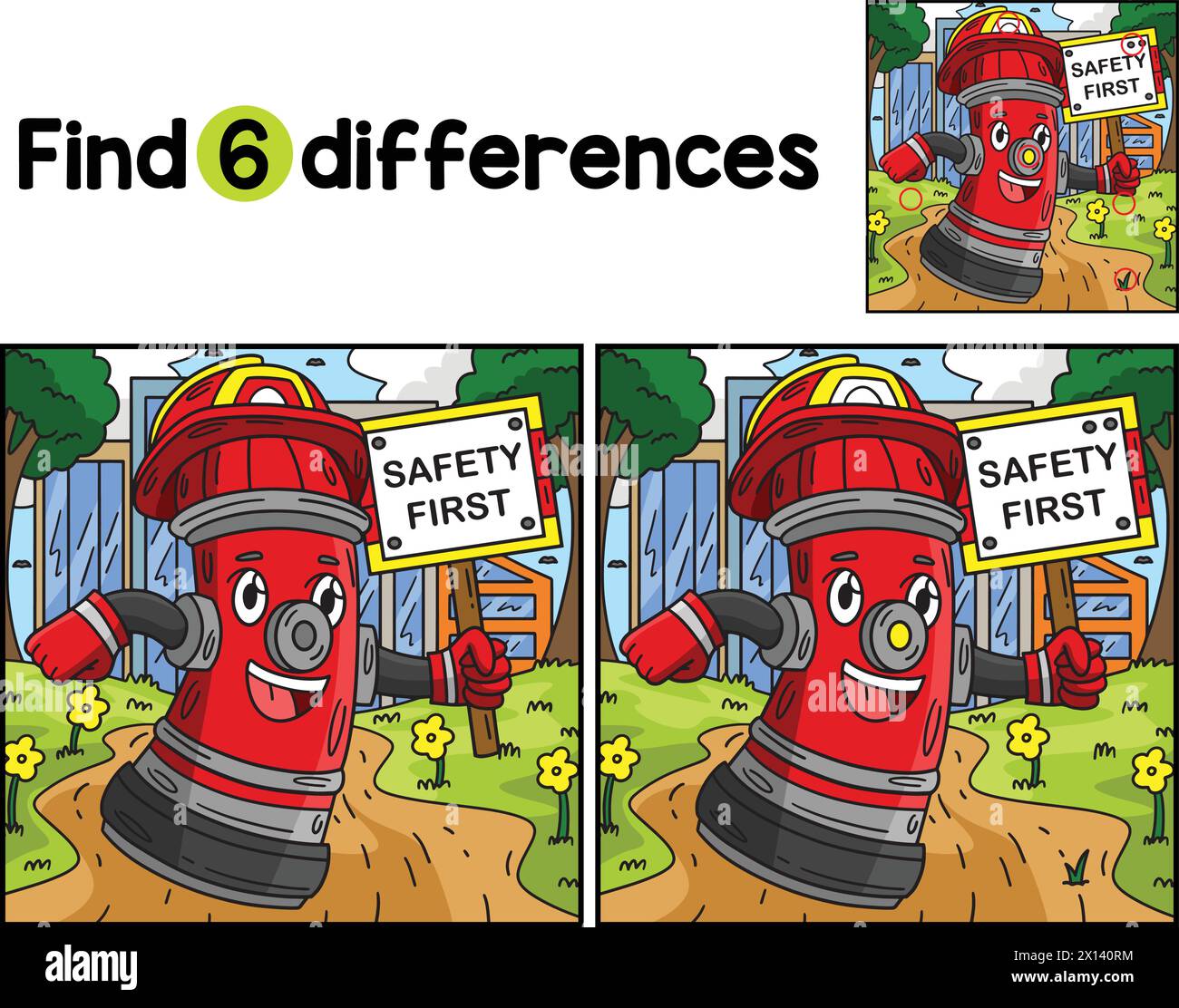 Feuerwehrhydranten Finden Die Unterschiede Stock Vektor