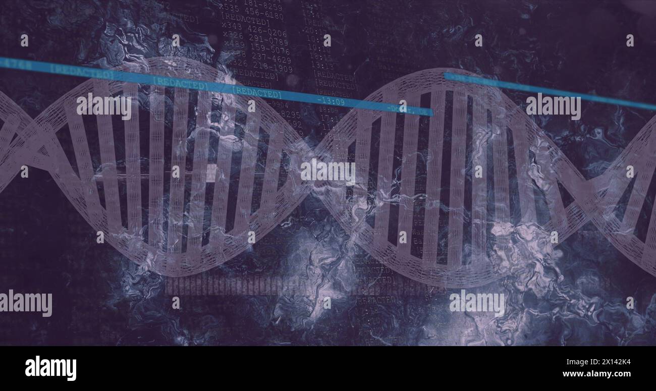 Abbildung des dna-Strangs mit Datenverarbeitung Stockfoto
