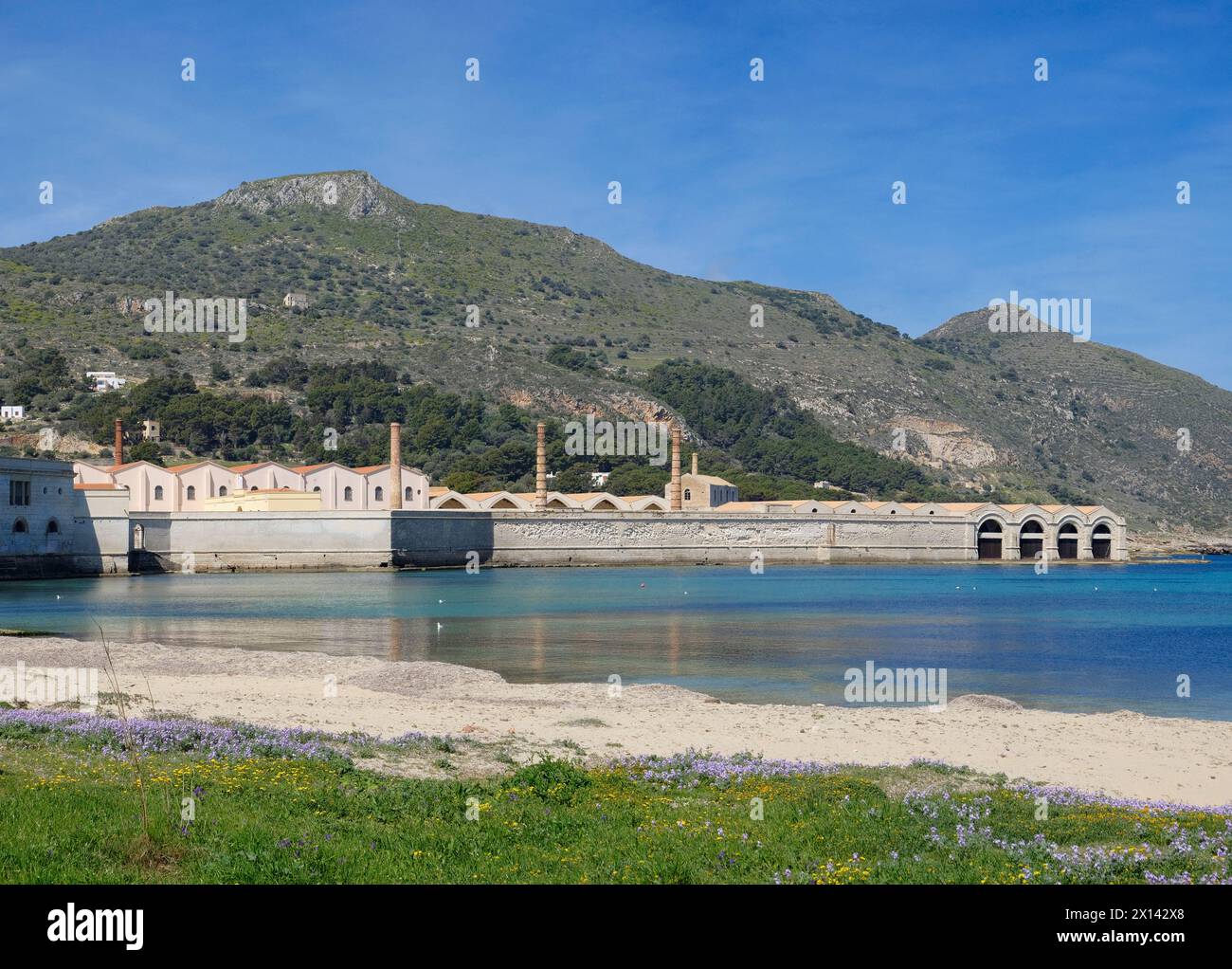 Italien, sizilien, mittelmeer, Egadi-Archipel, Insel Favignana (Provinz Trapani); die alte Thunfischfabrik Florio Stockfoto