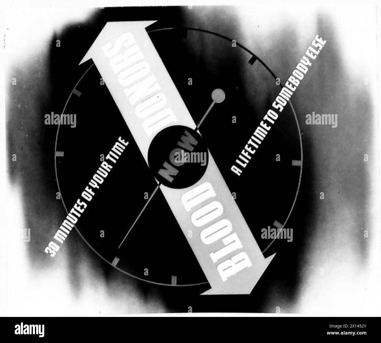 Ein Plakat zur Förderung von Blutspenden zur Unterstützung der Militär- und Zivilbevölkerung während des Zweiten Weltkriegs Stockfoto