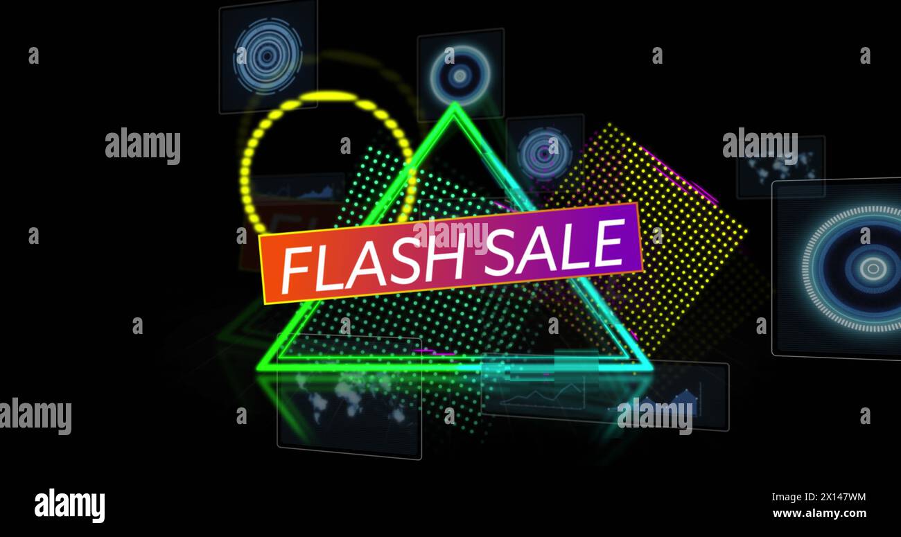 Bild der Datenverarbeitung über Flash-Verkaufstext Stockfoto