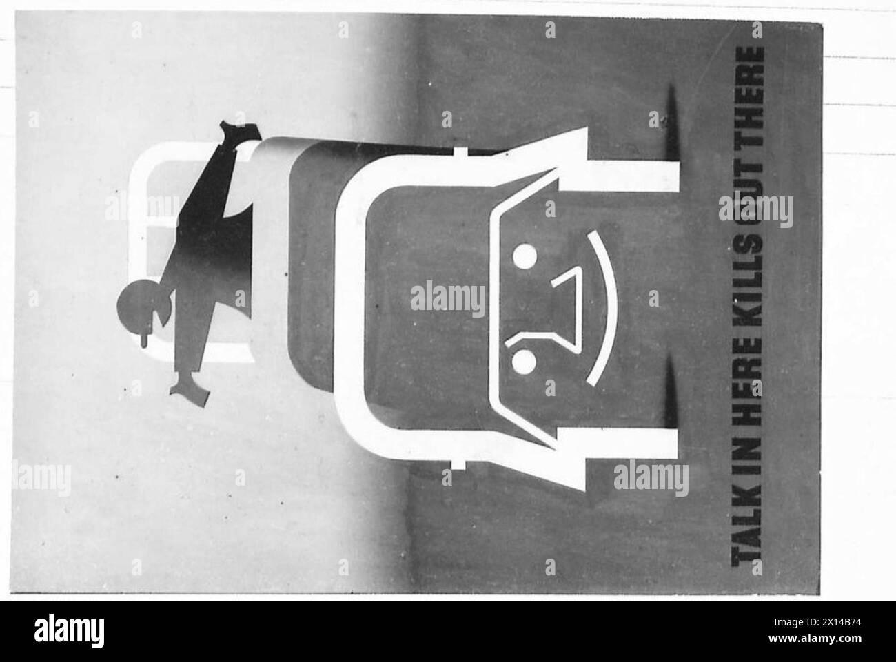 Ein Poster der britischen Armee, das warnt, dass unvorsichtige Gespräche die operative Sicherheit während des Zweiten Weltkriegs gefährden können Stockfoto