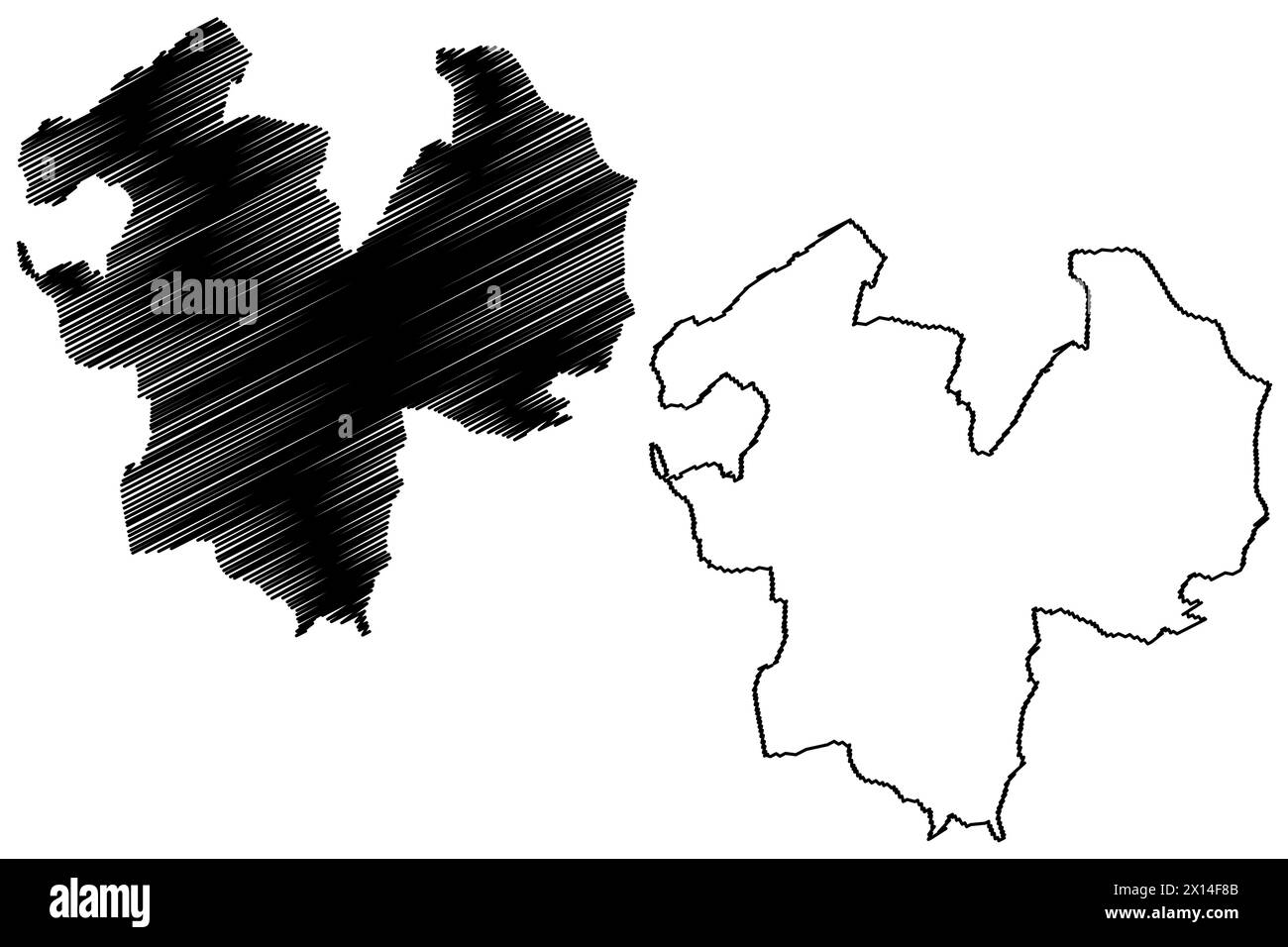 Arlesheim District (Schweiz, Schweizerische Eidgenossenschaft, Kanton Basel-Landschaft oder Basel-Country, Baselland oder Baselbiet) Map Vector Illustration, sc Stock Vektor