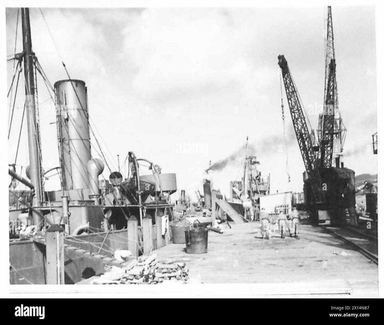 In Loch Ryan werden von der britischen Armee Hafenanlagen gebaut. Stockfoto