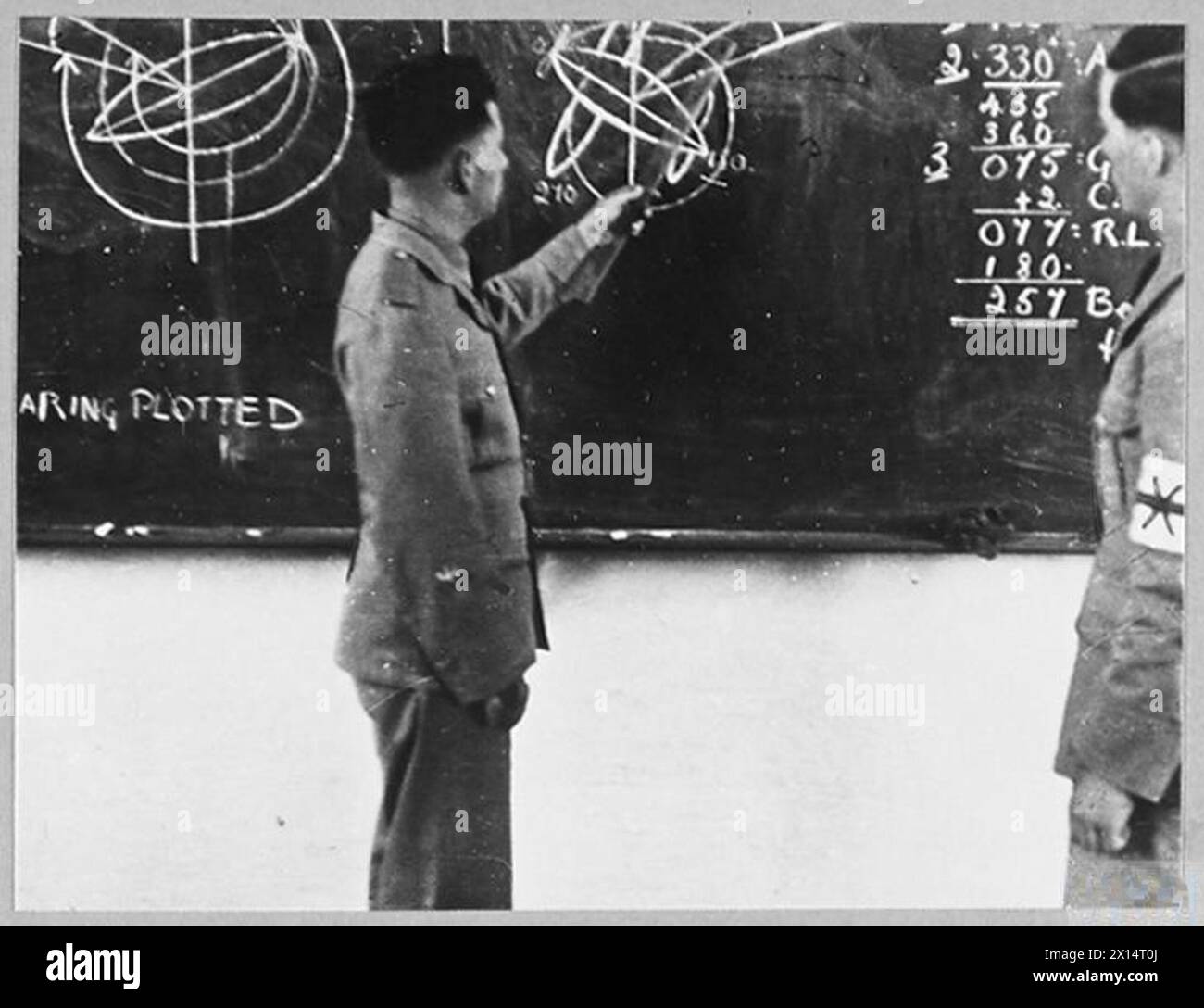 Kent Boy Fricker trainiert 1943 in Südafrika im Rahmen des Commonwealth Joint Air Training Plan, wo er an Navigationsvorträgen und Kursplänen teilnimmt. Stockfoto