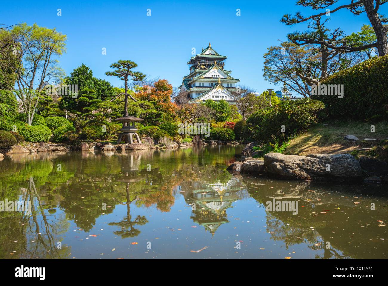 Japanischer Garten der Burg Osaka in osaka in japan Stockfoto