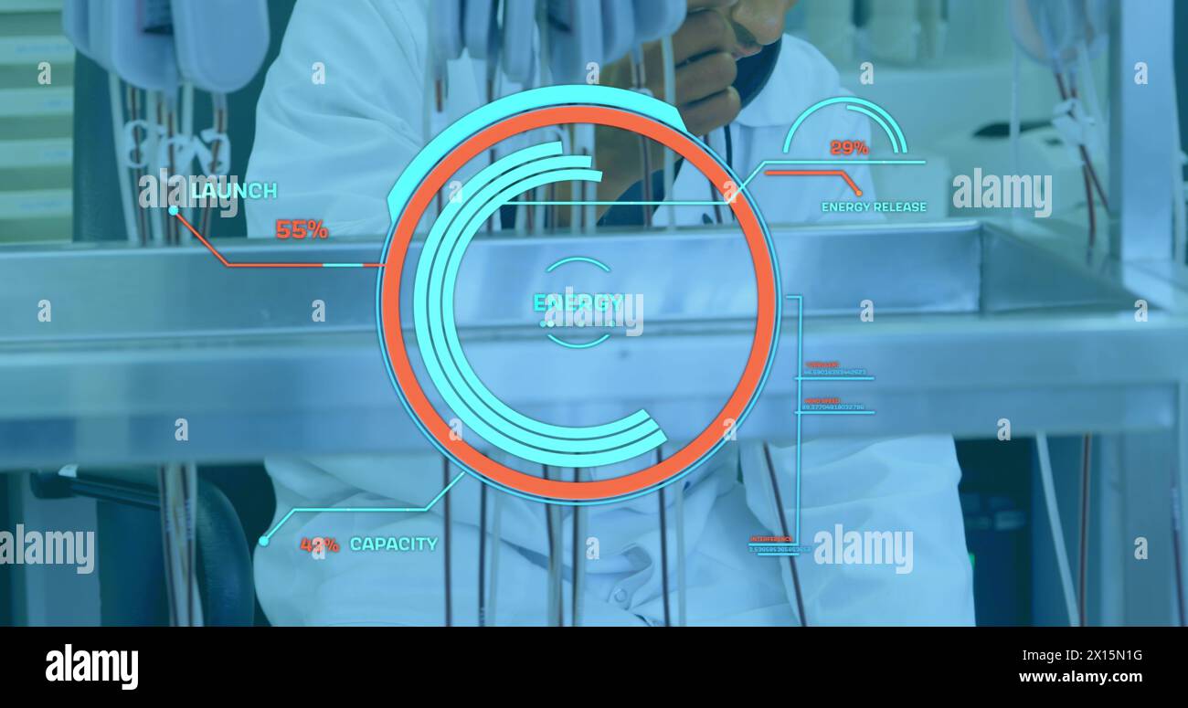 Bild des digitalen Scan-Oszilloskops über Wissenschaftler im Labor Stockfoto
