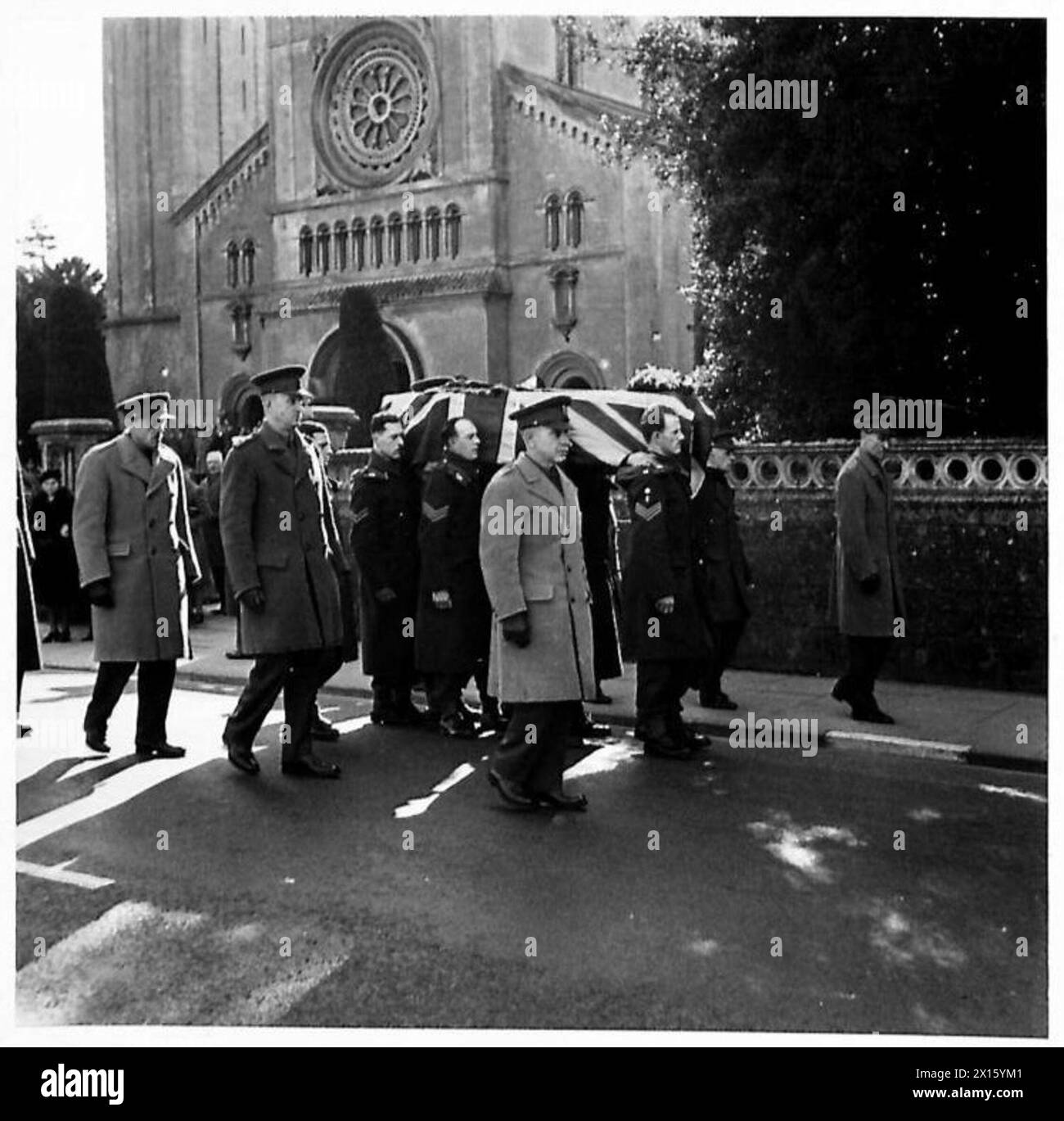 Szenen aus dem Trauerdienst von Brigadier P.W. Clark, Chief Engineer, Southern Command, British Army, einschließlich zeremonieller und militärischer Ehren. Stockfoto